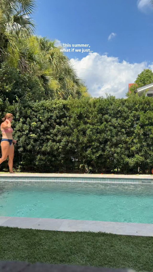 Wear the low cut bikini, let your tummy breathe, have a beer with your friends, play in the pool by yourself, eat the chips and queso, go barefoot, let yourself be unpolished and unbothered and free! My self talk needs a break from being so critical on myself. Hot mom summer loading!!