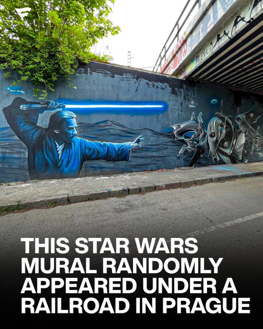 From a galaxy far, far away to the streets of Prague 👀

Artist @david_reichelt_ transformed this wall into an incredible portrait of Obi-Wan Kenobi.

A stunning tribute to one of the most iconic Jedi Masters in the Star Wars universe.