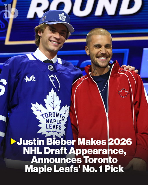 Justin Bieber made a surprise appearance at the 2026 NHL Draft. 🏒⁠
⁠
Bieber smiled like a child on Friday night (June 26) in Buffalo, New York as he announced the No. 1 draft pick for his lifelong favorite hockey team: the Toronto Maple Leafs.⁠
⁠
“What’s going on, Buffalo? What’s up, Toronto?” he said after being introduced by NHL commissioner Gary Bettman. “The child in me is ecstatic right now — I’ve been a Leafs fans since I was a little boy.”⁠
⁠
See more of Bieber honoring his inner child at the link in bio.