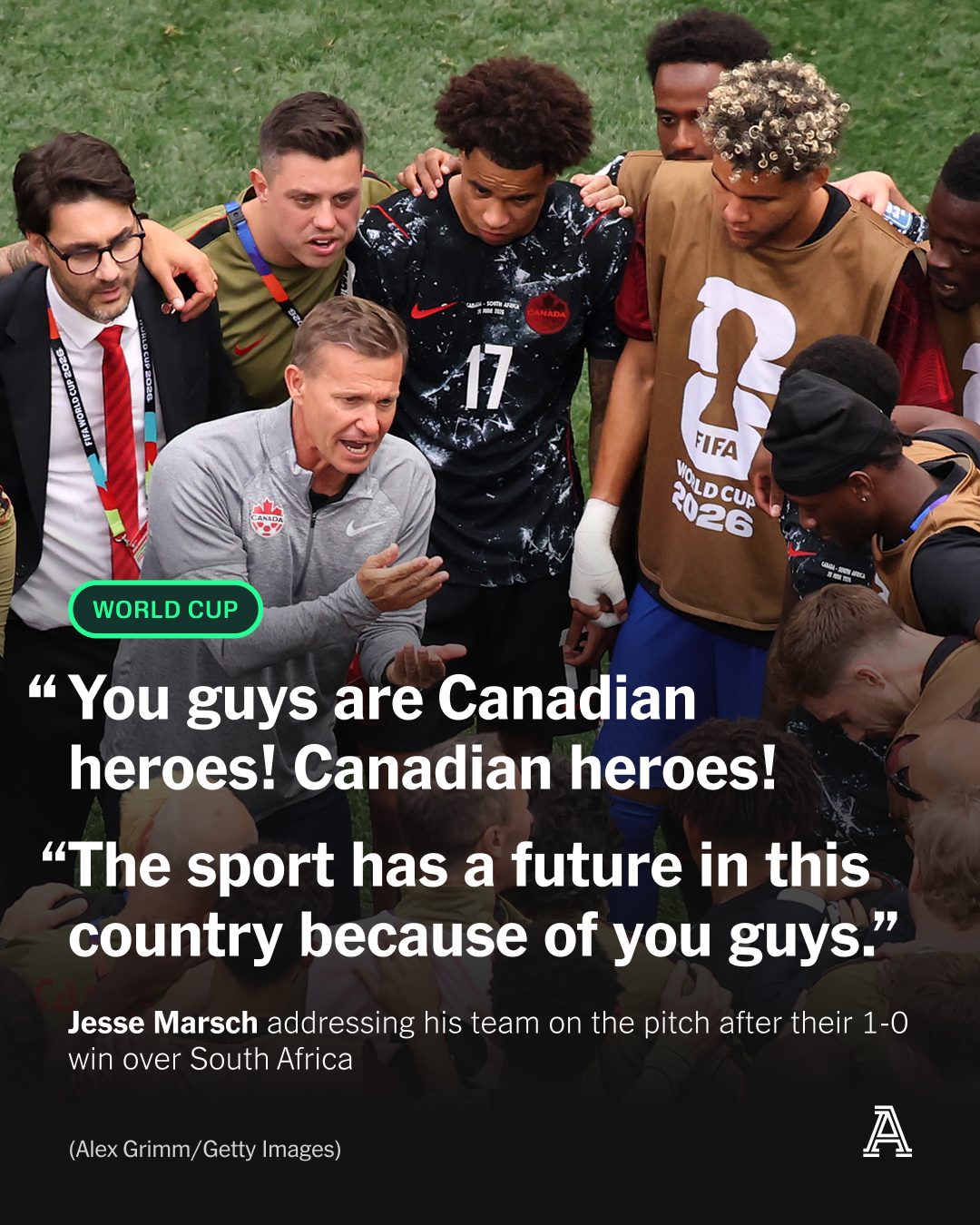 Canada’s first-ever win in a men’s World Cup knockout match means they progress to the tournament’s round of 16 for the first time in their history.

Stephen Eustaquio prompted wild scenes by scoring a stoppage-time winner against South Africa.

This victory will go down as the nation’s greatest-ever moment in men’s soccer - and may even be up there with the country’s best sporting moments.