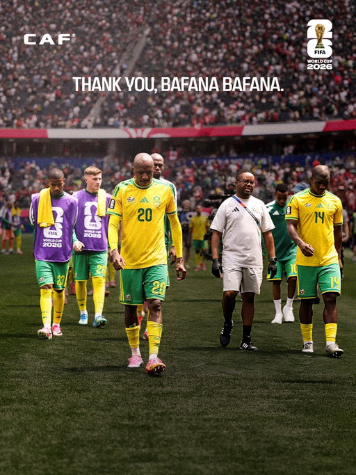 The journey ends here.
You made us proud.
Thank you, Bafana Bafana. 🇿🇦❤️

#FIFAWorldCup