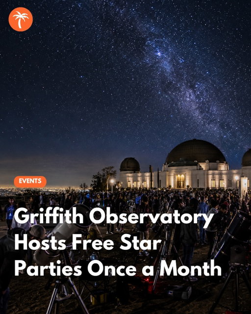 Griffith Observatory’s free Public Star Parties are held once a month, giving visitors the chance to explore the night sky through dozens of telescopes alongside experienced amateur astronomers and local astronomy organizations.

See the Sun, Moon, visible planets, and other celestial objects while learning more about space in one of LA’s most unique free experiences.

📍 Griffith Observatory
⏰ 2:00 PM – 9:45 PM
🎟️ FREE Admission

2026 Upcoming Dates
✨ July 18
✨ August 22
✨ September 19
✨ October 17
✨ November 14
✨ December 19

Arrive early, as telescope lines may close before 9:45 PM to ensure everyone already in line gets a chance to observe. The Observatory building remains open until 10:00 PM, but private telescopes are not permitted on the grounds.
