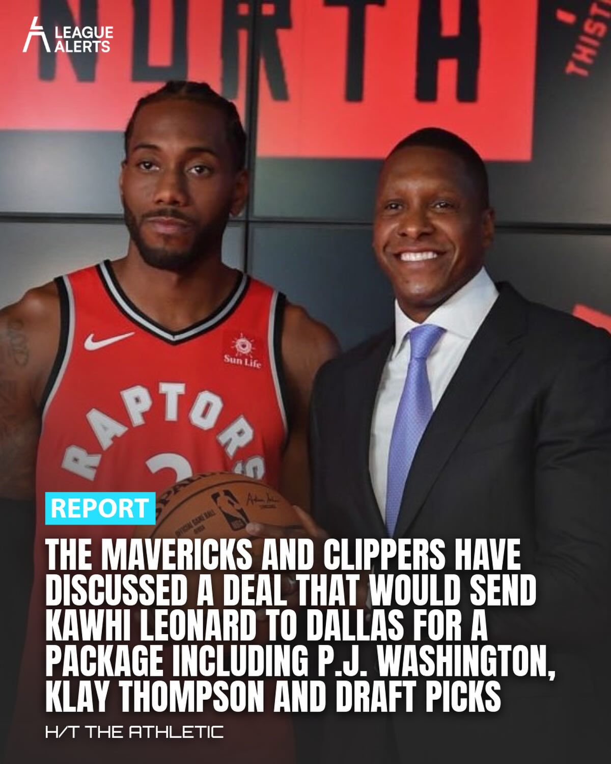 Mavericks president Masai Ujiri has interest in reuniting with Kawhi Leonard. The two sides have discussed a package built around P.J. Washington, Klay Thompson and draft picks.
