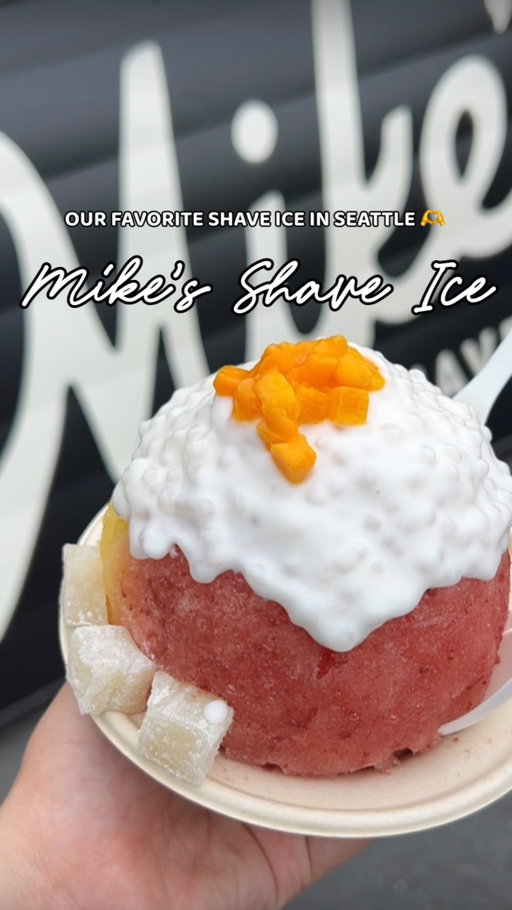 Chasing our favorite shave ice in the greater Seattle area 🤭🍧

We first tried @mikesshaveice two years ago at the @slufarmersmarket, and we’ve been hooked ever since. 🤤 It’s become our favorite summer treat, and we’ll happily drive wherever they pop up! 🤣 This shave ice run was at the recent @bellevuefarmersmrkt which had a ton of other amazing local vendors! 

One of the coolest things we learned a few pop-ups back is that some of the products they used are sourced from the area in Hawaii where my boyfriend grew up. ❤️

My go-to order is the Strawberry Mango Sago Shave Ice ($10 + tax), topped with coconut cream, sago, fresh mango, and mochi. 🍓🥭 The flavors are incredibly refreshing, perfectly balanced, and never overly sweet. I always add vanilla ice cream, which makes it even better 🤤

If you spot them around town, you need to stop by! 🫶Be sure to follow their page to see where they’ll be popping up next. 🚗💨

🏷️ #seattlefoodie #seattleeats #hawaiianshaveice #mikesshaveice #seattlefarmersmarkets hawaiian shave ice • seattle food • seattle eats • farmer’s markets • summer things to do