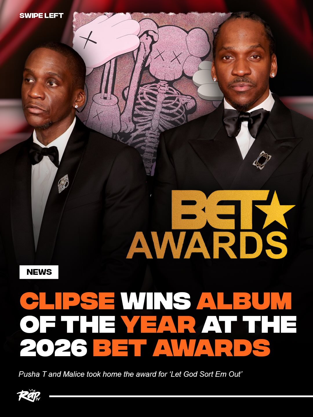 Clipse won the award for Album of the Year at the 2026 BET Awards‼️

Are y’all still rockin’ with ‘Let God Sort Em Out’⁉️