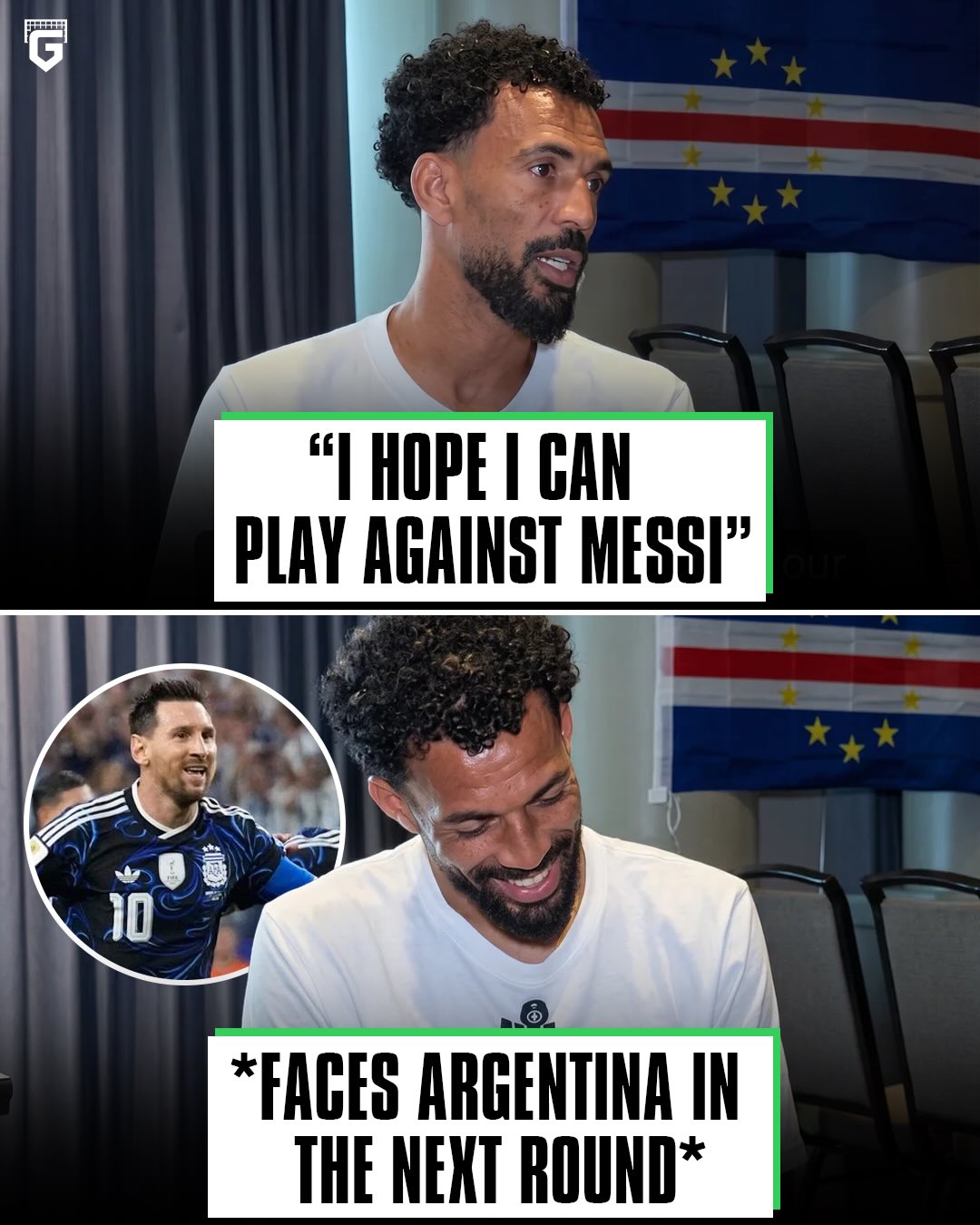 🇨🇻 The Cape Verde goalkeeper, Vozinha: 

"I hope I can play against Messi, the best of all time. I'd love to swap jerseys with him." 

A historic qualification in the round of 16 and they'll face Argentina! 🇦🇷