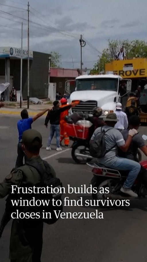Families in La Guaira, Venezuela, blocked a truck carrying rescue equipment to another neighbourhood on Sunday, in a desperate attempt to divert it to find their loved ones.

 “I pulled my daughter halfway out. They’re not going to move from there,” Wilker Molaya said. “I have nothing to lose – let them kill me if they want.”

International response teams from the US, Mexico and elsewhere have joined Venezuelan authorities in the search, but as the critical 72-hour window for finding survivors has passed, anger and frustration is growing. 

Aftershocks and a lack of heavy machinery have been slowing searches in some of the hardest-hit areas, while communities continue to attempt to clear debris on their own.

The death toll has risen to 1,450 people, and this number is expected to increase as tens of thousands are still missing.

Tap the link in bio to follow our live blog with the latest updates on rescue efforts in Venezuela, five days after the earthquakes struck.