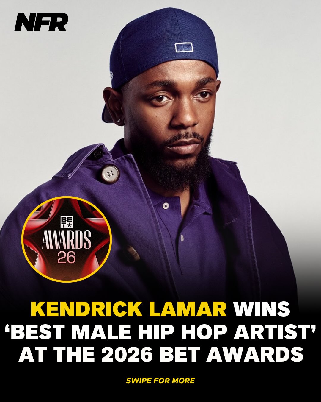 Kendrick Lamar wins ‘Best Male Hip Hop Artist’ at the 2026 BET Awards 🏆