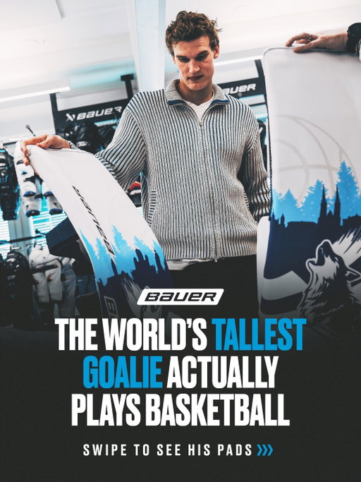 Pro basketball player by day. Goaltender by night?
 
@laurimarkkanen stands tall at 7'1", got a custom set of VAPOR pads to embrace his (second) favorite sport.