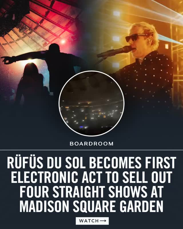 RÜFÜS DU SOL's 'Inhale / Exhale' World Tour continues to shatter expectations.⁠
⁠
The Australian trio will became the first electronic act to play four consecutive sold-out shows at Madison Square Garden while also setting the venue's all-time ticket sales record for an electronic artist.⁠
⁠
The tour has already become the highest-selling electronic tour ever, drawing more than 1.5 million fans worldwide.⁠
⁠
(🎥: @rufusdusol, @dylangold0)