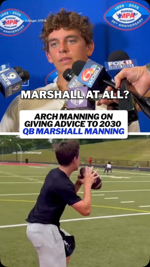 Arch Manning breaks down how he’s helping his cousin Marshall Manning, the son of NFL legend Peyton Manning 🗣️

(via CJVogel_OTF/X, @qbcountry, @qbc_chattanooga)