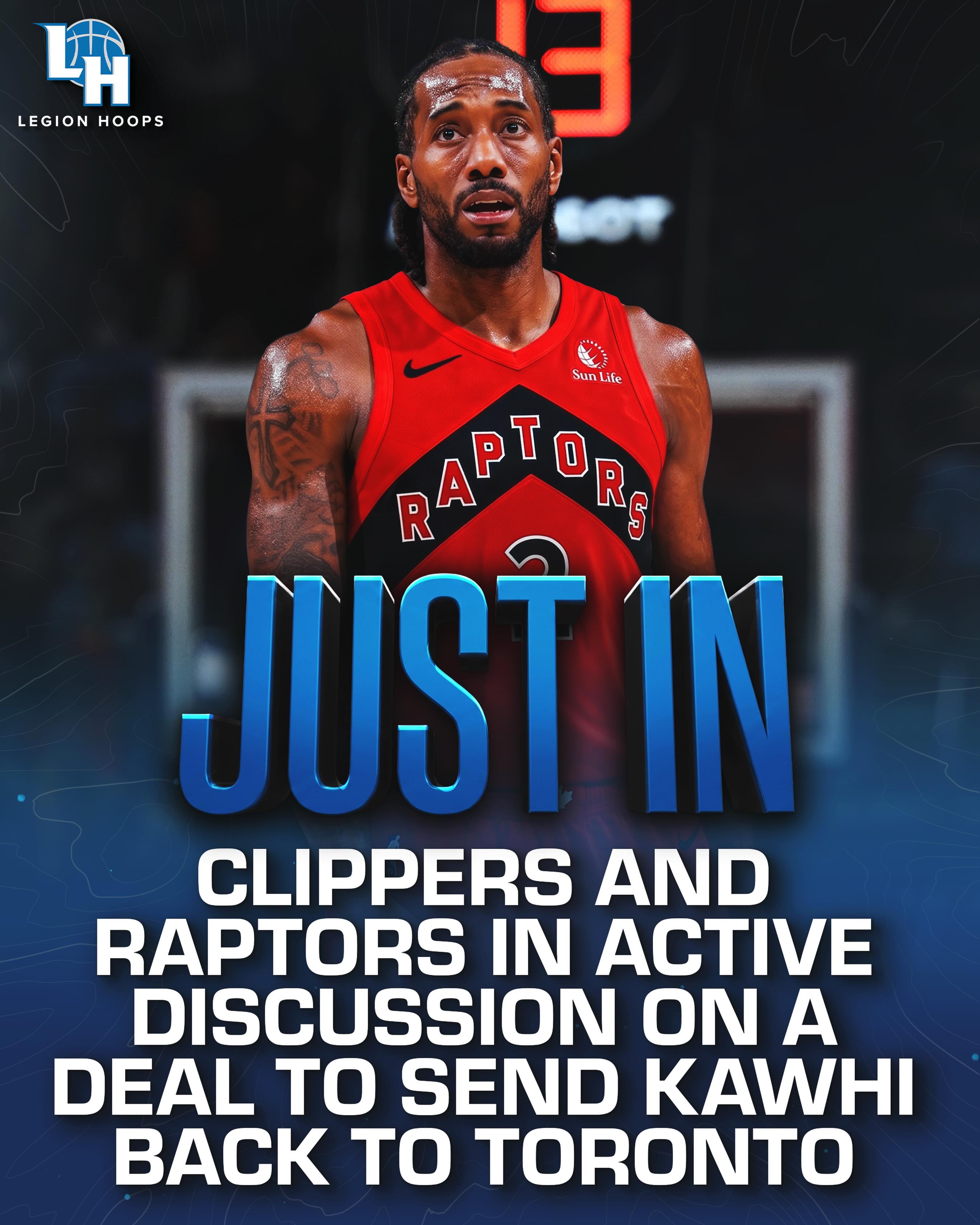 JUST IN: A massive reunion could be brewing. The Clippers and Raptors are in active discussions on a deal to send Kawhi Leonard back to Toronto to sign a long-term deal.

Does Kawhi instantly make Toronto a contender in the East again?