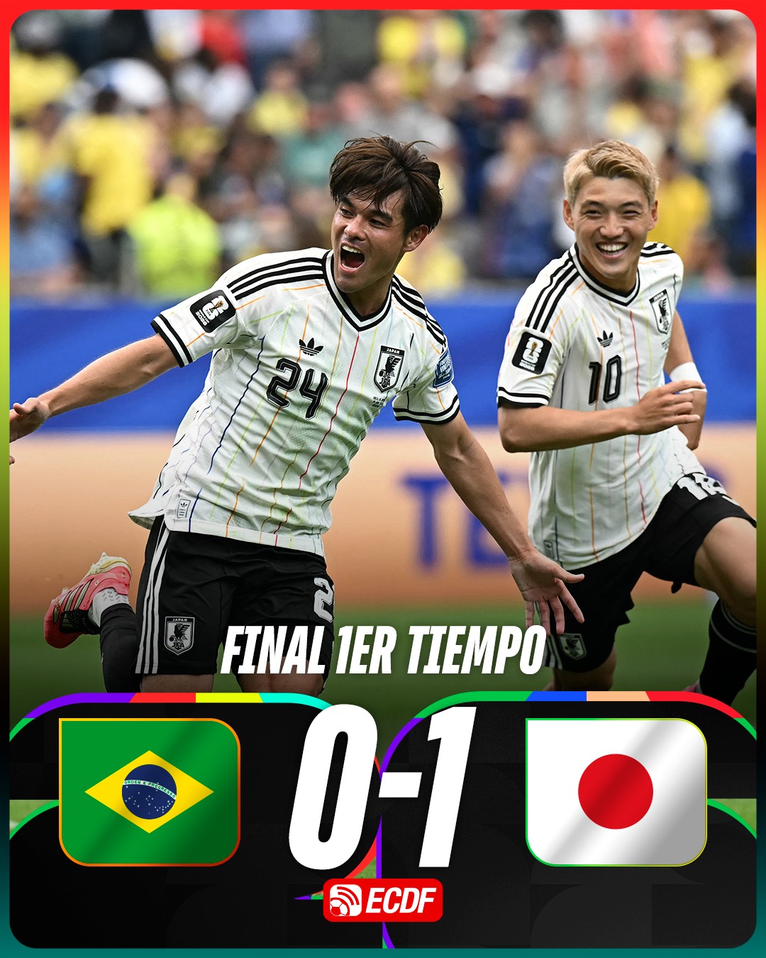 ¡JAPÓN ESTÁ ELIMINANDO A BRASIL EN HOUSTON! 🇯🇵🇧🇷🤯

Con gol de Kaishu Sano, los Samurai Blue se fueron al descanso venciendo 0-1 a Brasil, que la está pasando muy mal. Gran primer tiempo de los japoneses, que justifican plenamente su ventaja. 🔥 #AFP