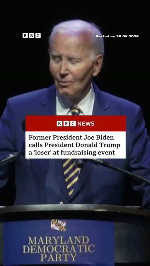Former US President Joe Biden launched a sweeping attack on President Donald Trump, during a gala event at the weekend - labelling his successor "a loser" on account of his "vanity projects" in Washington DC. 

Biden went on to attack Trump’s plans to construct a ballroom and the approach he has taken to renovate the Reflecting Pool. 
 
The BBC has contacted the White House for a response to Biden's remarks.
 
Tap the link in @BBCNews’s bio to read more about Biden’s comments. 
 
#BBCNews