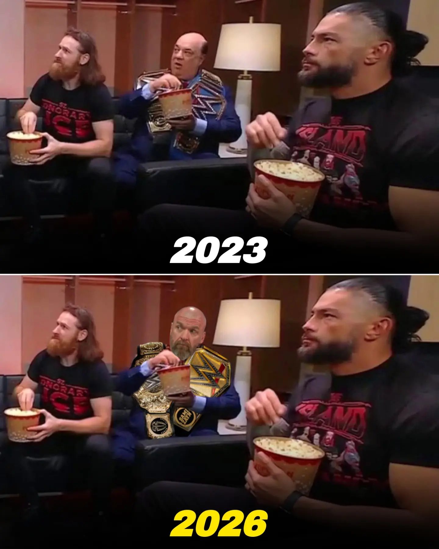 WWE World Champions 👀👏..

WWE meme

Tribal Chief Roman Reigns &
Honorary Uce Sami Zayn 

#wwe #samizayn #romanreigns #tripleh #wwechampion 

@romanreigns @samizayn 

WWE edit