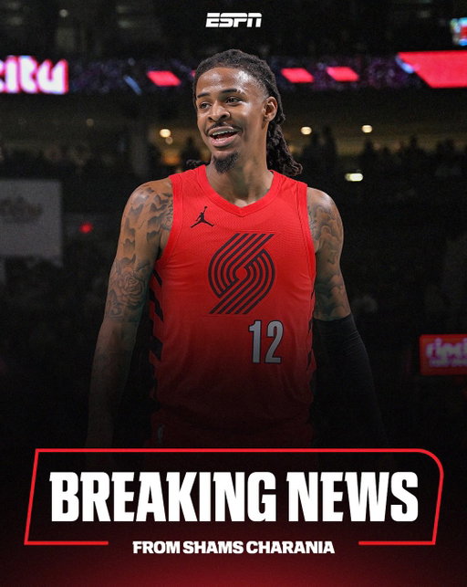 Breaking: The Memphis Grizzlies are trading two-time NBA All-Star Ja Morant to the Portland Trail Blazers for Jerami Grant and Kris Murray, sources tell @shams.

Get breaking news alerts from Shams Charania through the ESPN App at the link in bio 🔗