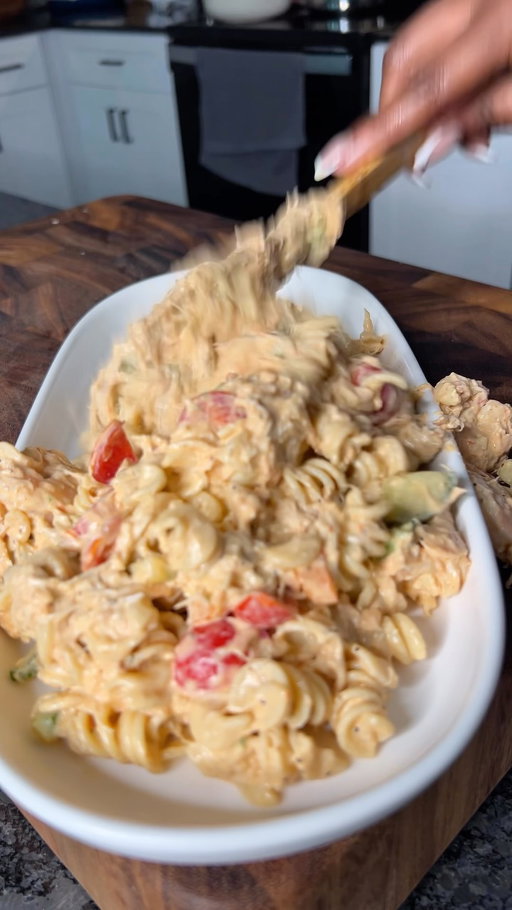 Loaded Seafood Pasta Salad 

1 lb rotini noodles 
1 lb salmon (Old Bay’ed & air fried)
1.5 lbs shrimp ( Old Bay’er & steamed)
12oz Jumbo lump crab meat 
@hellmannsmayonnaise 
Green & orange bell pepper 
Grape tomatoes 
English cucumber 
Red onion 
Celery 
@mccormickspice Salad Supreme 
@oldbay_seasoning 
Italian dressing 

*season to taste 

#food #easyrecipeideas #pastasalad