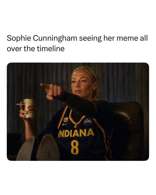 Pointing at every post like it’s her own 😭👉

Indiana Fever guard Sophie Cunningham accidentally created one of the biggest reaction memes of the year after a 22 second silent finger point at Phoenix Mercury’s DeWanna Bonner during a heated WNBA game. The stare, the unwavering point, and the complete lack of dialogue made it instantly meme material, with millions using it as a reaction image for everything from sports to everyday life. 

Now the meme has completely escaped basketball. It’s all over X, Instagram, TikTok, and Facebook, and even Cunningham has embraced it, joking about the moment on her podcast and recreating the iconic point. Safe to say she probably sees her own face on the timeline every five minutes now.