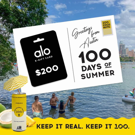 📮 Postcard #2 has arrived... Greetings from Austin, Texas! 🤠☀️
This week we’re sipping on 100 Coconuts + Pineapple 🍍🥥 and giving one lucky winner a $200 ALO Gift Card plus a case of 100 Coconuts!
Ready to win?
1️⃣Follow @100Coconuts
2️⃣Tag a friend who needs to discover 100 Coconuts
3️⃣Tell us: Where should 100 Coconuts be sold next in Texas? Tag your favorite retailer or store below! 👇
Winner announced in our Stories!
Good luck, and stay tuned as we continue our 100 Days of Summer adventure one epic giveaway at a time. 🌴☀️✈️
Keep it Real. Keep it 100. 🥥

#summervibes #giveaway #win #100coconuts 

Giveaway Terms: Open to U.S. residents, 18+ only. No purchase necessary. Winner will be selected at random and announced via our Stories. Beware of fake accounts. 100 Coconuts will only contact winners from @100Coconuts and will never ask for payment or financial information. Prize is non-transferable and not redeemable for cash. By entering, participants agree to release and hold harmless 100 Coconuts and its affiliates from any liability related to this giveaway. This promotion is not sponsored, endorsed, administered by, or associated with Instagram or Alo.