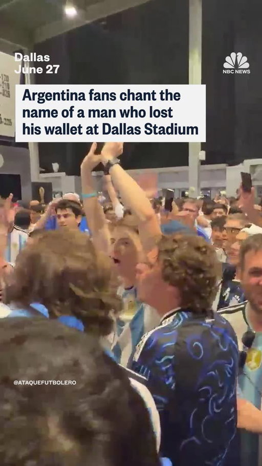 Argentina supporters in Dallas successfully returned a lost wallet during a FIFA World Cup celebration by adapting football chants to sing the owner's name, Juan Manuel Montero.

📹 @ataquefutbolero & @ataquefutbolero.usa