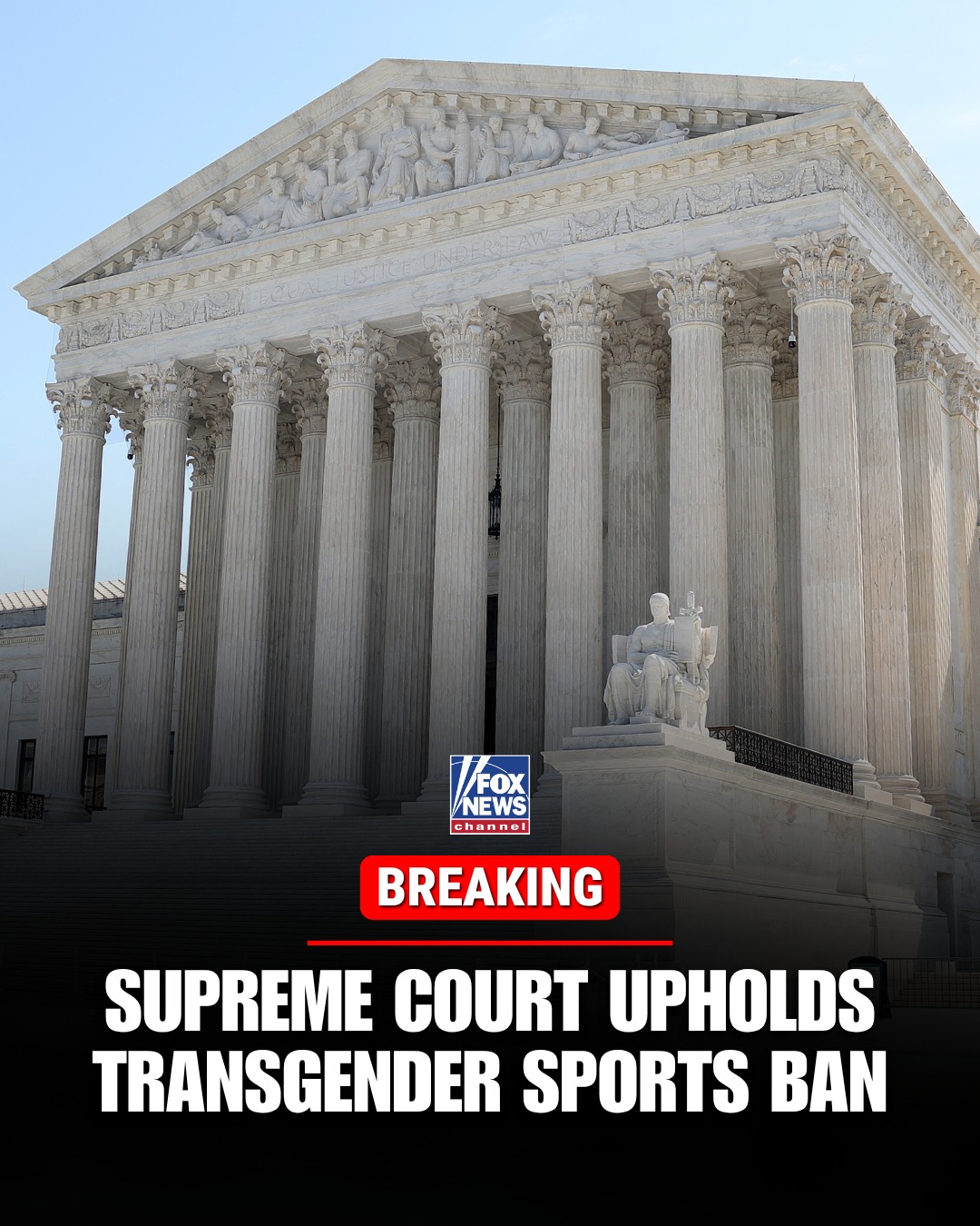 BREAKING: The Supreme Court just handed states a major victory in one of the country's most closely watched culture battles: protecting girls' and women's sports.

In a 6-3 ruling along ideological lines, the court upheld laws in Idaho and West Virginia banning transgender students from competing in women's and girls' school sports.

Justice Brett Kavanaugh writing in his opinion, "The term 'sex' in Title IX... cannot plausibly be interpreted to refer to anything other than biological sex... The Court concludes that separate sports teams for biological males and biological females are reasonable given the inherent physical differences between the sexes."