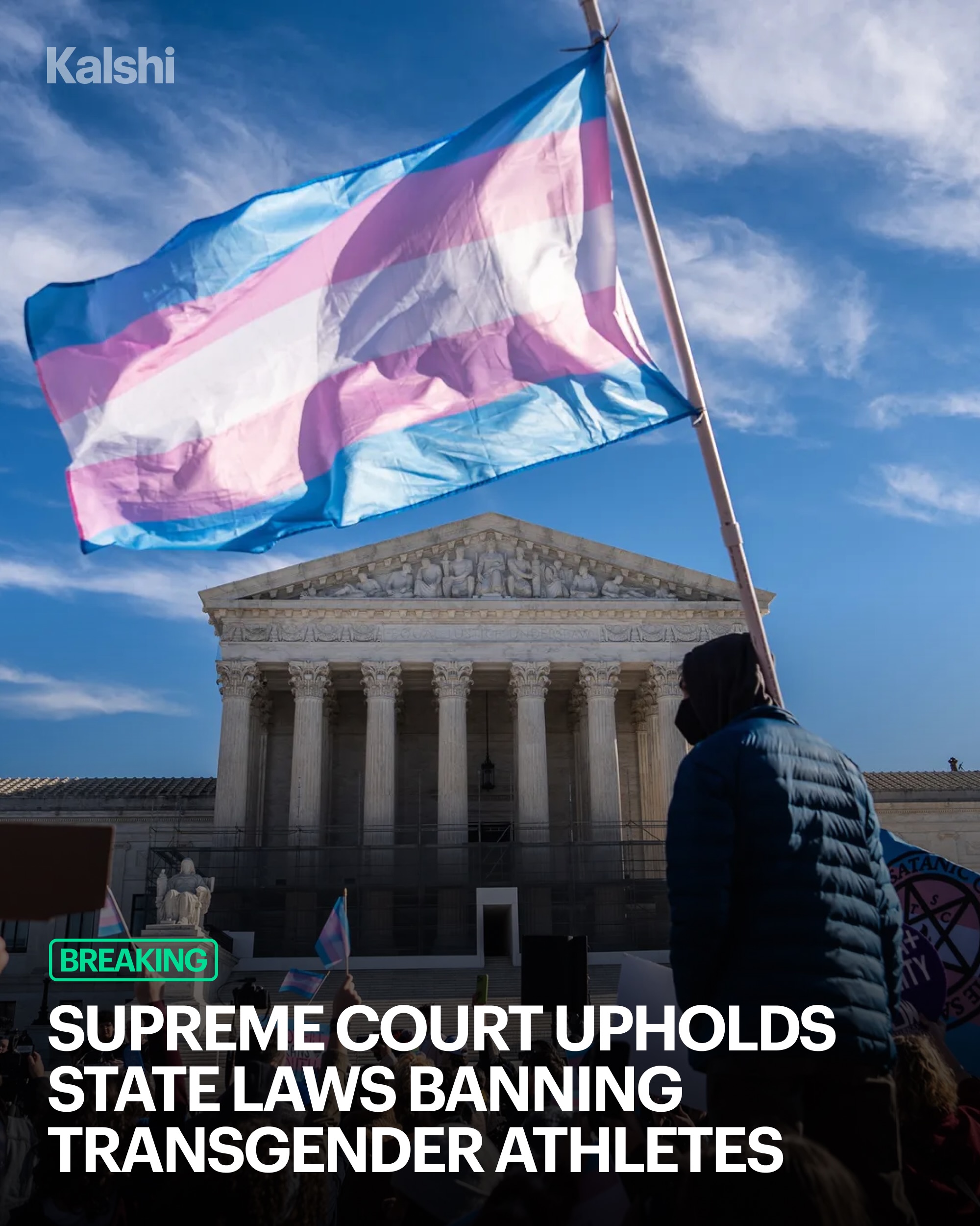 The U.S. Supreme Court upheld state laws banning transgender athletes from girls' and women's school sports. 

Traders give a 15% chance that a federal college sports bill becomes law this year.