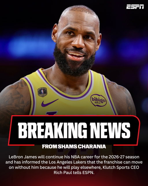 After eight seasons with the Lakers, including leading the franchise to the 2020 NBA championship, LeBron James departs and enters free agency set to join a new team. 

Lakers president Rob Pelinka and Rich Paul spoke a short time ago about the four-time champion's plans, sources said. James chose to inform the Lakers well before start of free agency tonight out of courtesy and appreciation for their run together, and to allow LA to conduct its offseason business.

The Lakers expressed to James that they wanted him back, but the NBA's all-time leading scorer decides to move on elsewhere.