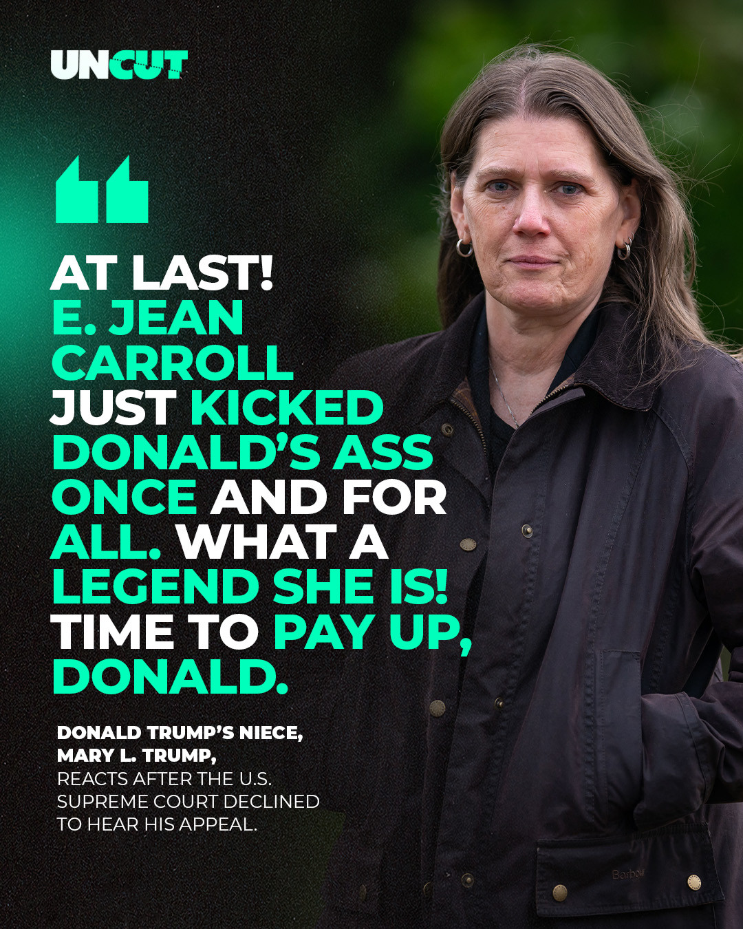 Mary Trump celebrated after the Supreme Court declined to hear Donald Trump’s appeal in the E. Jean Carroll case ⚖️⁠
⁠
The decision leaves in place a $5 million judgment, while Trump continues to deny Carroll’s allegations and separately appeals an $83.3 million defamation verdict 📰⁠
⁠
What do y’all think⁉️👀