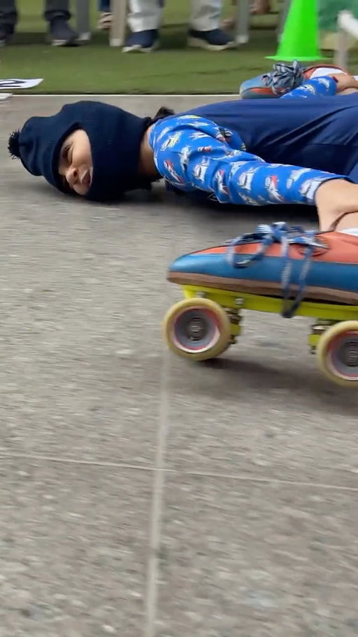 Lowest limbo skating over 10 m 🛼 16 cm (6.29 in) by Takshvi Vaghani 🇮🇳 @takshvi_vaghani