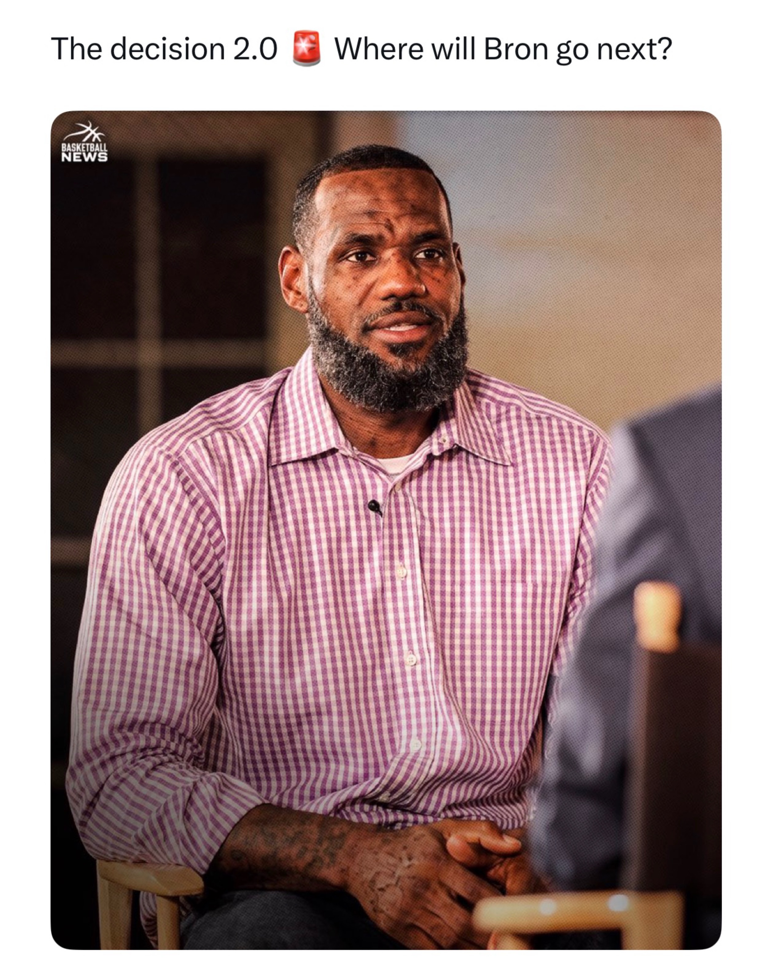 Where will LeBron play his final season in the League? 👀

It still feels surreal.

For nearly a decade, LeBron James and the Los Angeles Lakers were inseparable. He delivered a championship in 2020, became the NBA’s all-time leading scorer in purple and gold, and helped keep the Lakers in the spotlight every single season. Most people expected him to either retire a Laker or finish his career alongside Luka Dončić.

Instead, LeBron officially informed the Lakers that he’ll play elsewhere next season, ending an eight-year run with the franchise. His agent, Rich Paul, confirmed the decision, making it one of the biggest NBA stories in years. 

This completely changes the NBA. Every contender will be linked to LeBron, and every fanbase will start dreaming. Whether it’s a reunion with Cleveland, a blockbuster move to Golden State, or another surprise destination, free agency instantly became must-watch. The fact that one player, entering his 24th NBA season, can still shake the entire league like this says everything about LeBron’s legacy. 

Follow @basketballnews to stay tapped in