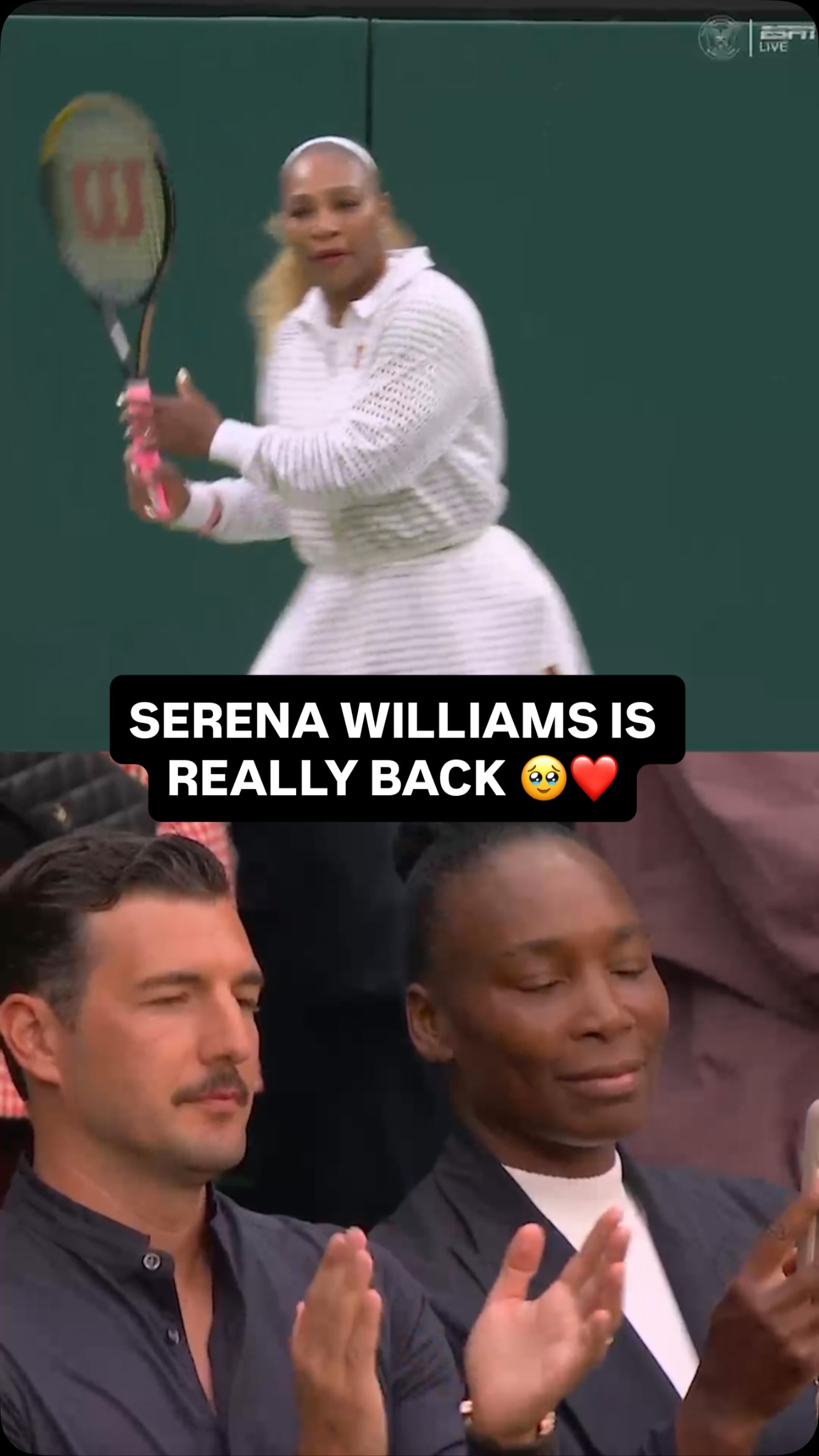 Serena Williams is back on Centre Court and ready for her Wimbledon return 👑

🍿 Watch Wimbledon on ESPN and the ESPN App