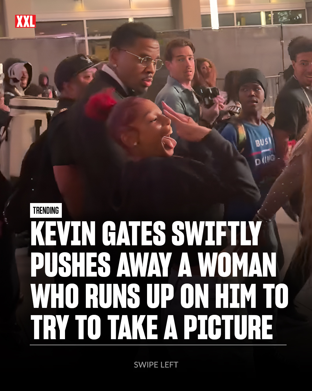 Kevin Gates swiftly pushes away a woman who runs up on him to try to take a picture. 

On Sunday (June 28), Gates attended the 2026 BET Awards in Los Angeles. A video has surfaced online that shows the rapper in a suit walking down a street surrounded by cameras and fans. An overzealous fan runs up, gets right next to Gates and tries to get a photo while posing. Gates looks for a second before promptly pushing the woman off the screen and continuing his trek.

🎥: @williswriter