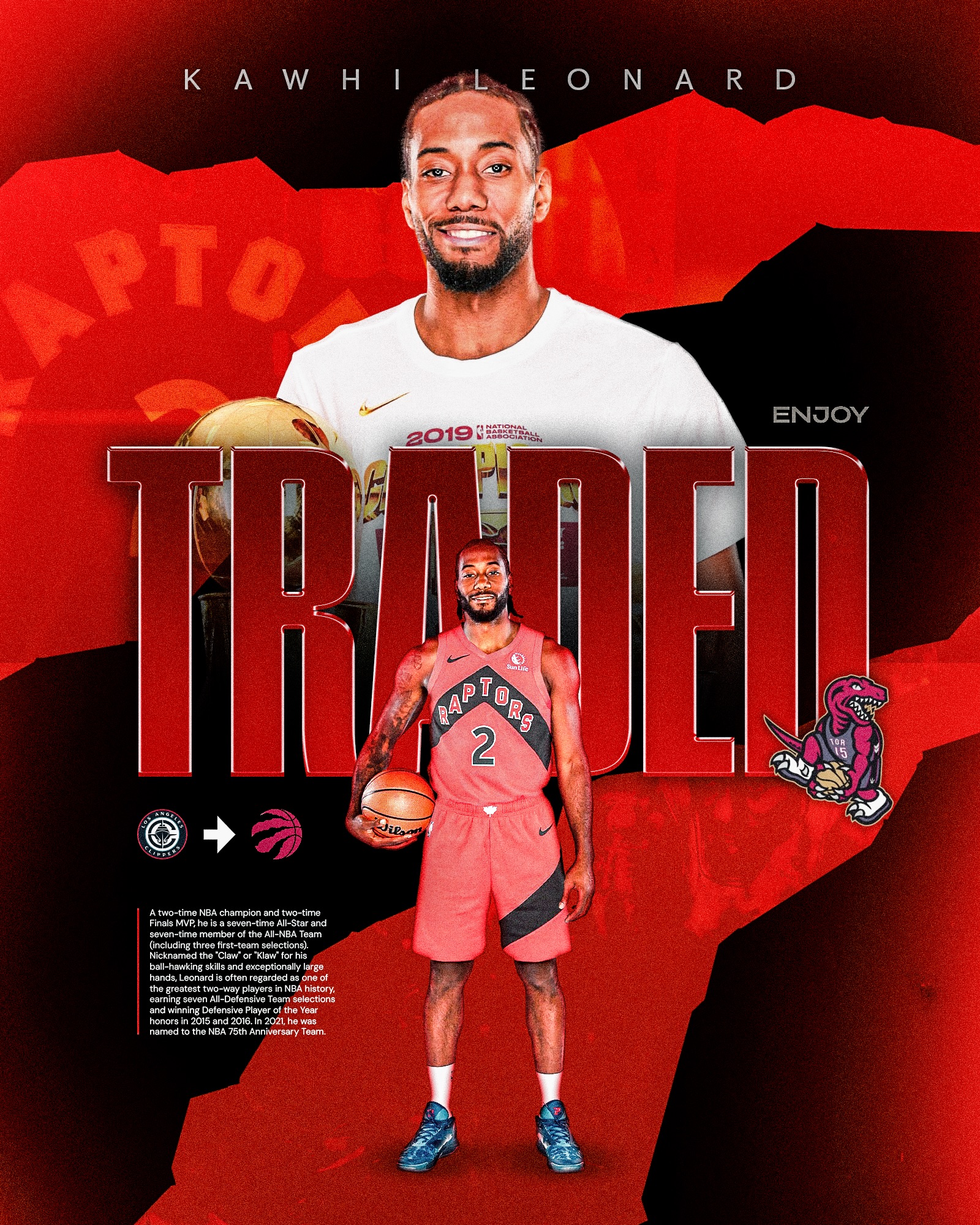 He’s baaaaaack🔥🦖 Kawhi Leonard returns to the Raptors, where he led the team that won the only championship in franchise history back in 2019💍
#kawhileonard #raptors #drake
