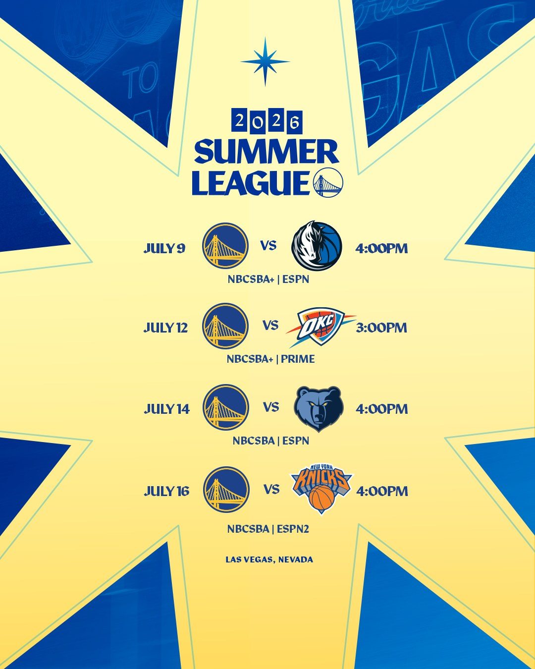 #DubNation, our Las Vegas Summer League schedule is set 📅