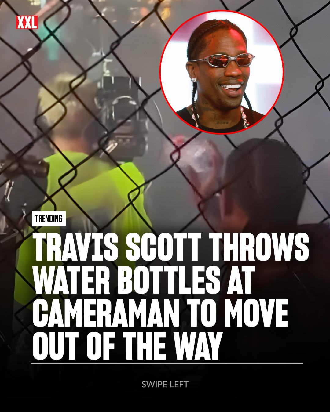 Travis Scott throws water bottles at a cameraman to get him to move out of the way at a recent concert.

On June 27, La Flame was among the artists who performed at Amazon Music Night during the Nike TOMA National Final in New York City. A clip has been circulating online from the event that shows Travis behind the DJ booth while the DJ hypes up the crowd. In the short clip, a cameraman who is filming the crowd stands directly in front of the rapper, resulting in Travis tossing multiple water bottles at the man to try to get his attention.

After Travis throws two bottles, the cameraman finally notices and moves to the side, as Travis appears to explain himself. 

🎥: @bziannn