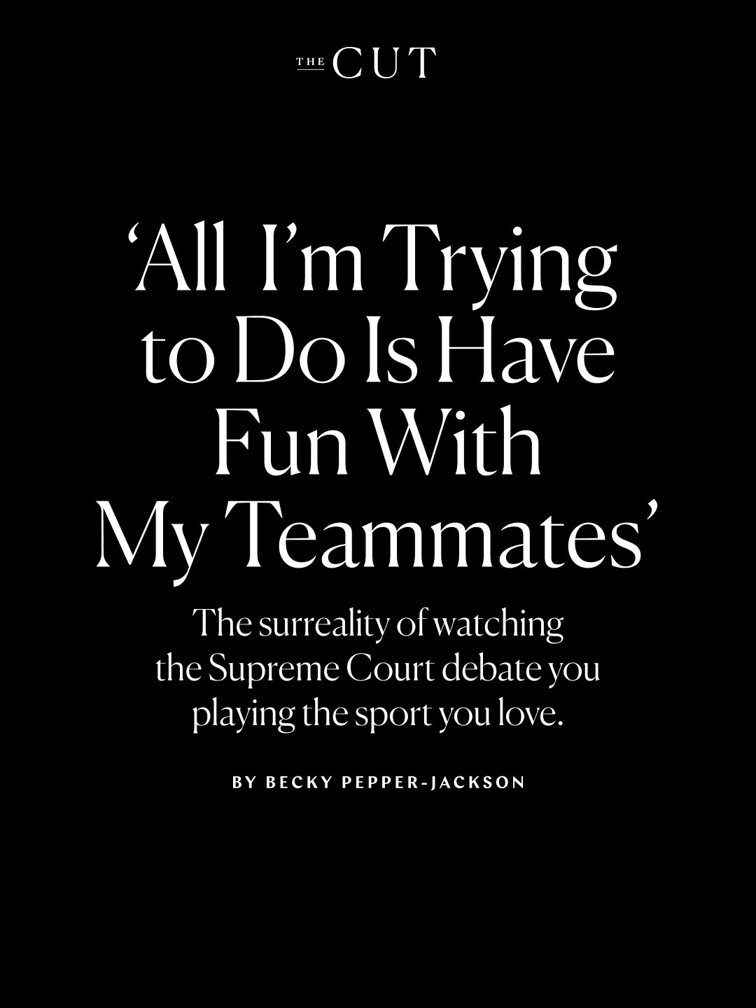 This morning, the Supreme Court ruled that states can ban trans athletes from participating in girls’ and women’s sports teams. The ruling comes six months after 15-year-old Becky Pepper-Jackson sat before the Court while the justices debated whether she should be allowed to participate on her West Virginia high-school girls’ track-and-field team.

It was the climax of a nearly five-year-long legal battle that Pepper-Jackson has been fighting since her home state passed HB 3293, which banned trans girls and women from participating on sports teams that align with their gender identity. In practice, that law has affected exactly one known athlete: Pepper-Jackson.

At the link in bio, revisit Molly Longman’s (@mollythemess) January interview with Pepper-Jackson about what it feels like to be at the center of such an intensely political case, the surreality of watching the Supreme Court argue about her ability to do the sport she loves, and what comes next for her.