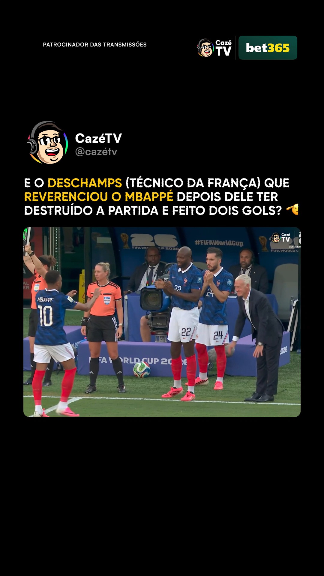 KYLIAN MBAPPÉ. 🫡🇫🇷

🚨 𝐒𝐄 𝐓𝐄𝐌 𝐂𝐎𝐏𝐀, 𝐄𝐒𝐐𝐔𝐄𝐂𝐄! É na CazéTV! 🤩📺

#CopaNaCazéTV #CoberturaCazéTV #cztv04 #Original #Bet365 #VídeoContextualizado