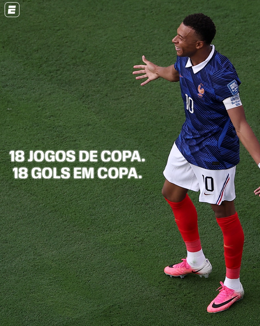 Kylian Mbappé. 18 jogos de Copa do Mundo. 18 gols em Copas do Mundo.

Não é humano.

👉 Assista à Copa do Mundo FIFA pela CazéTV, no #DisneyPlus, sem custo adicional.

#ESPN2026 #FIFAWorldCup