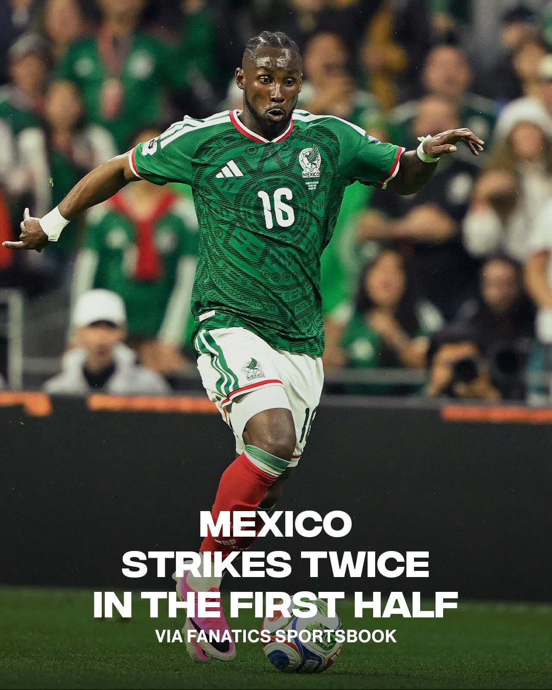 Mexico is up 2-0 in Mexico City after the first half of play they closed as +125 favorites🔥🇲🇽

(📸: Getty)