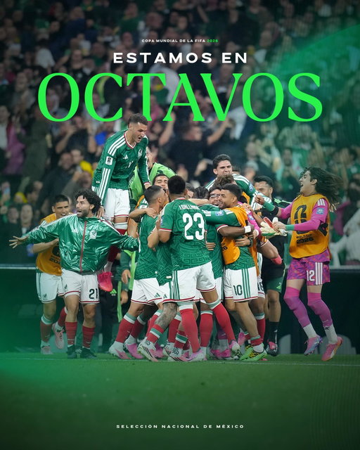 ¡ES JUNTOS, UNIDOS Y POR LA HISTORIA! 🫡

Incondicionales, nos vemos en Octavos de Final en nuestra casa. ¡Que vuelva a retumbar! 🇲🇽

#SomosMéxico 💚🤍❤️