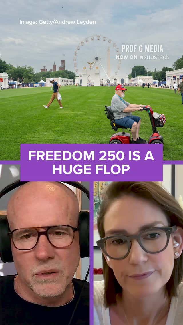 Freedom 250 crowd “felt less like a crowd and more like a focus group”

President Trump is holding his own celebration for America’s 250th birthday, and reports suggest it is not going well. Scott Galloway and Jessica Tarlov discuss, on Raging Moderates.
