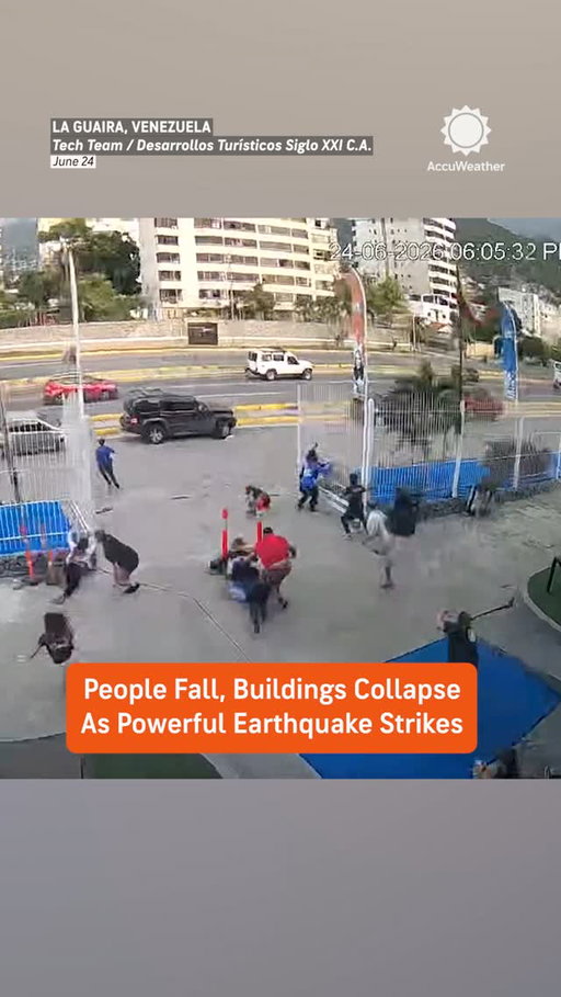 Security camera footage captured the moment people were knocked to the ground, and buildings collapsed as a powerful earthquake struck Venezuela last week.
