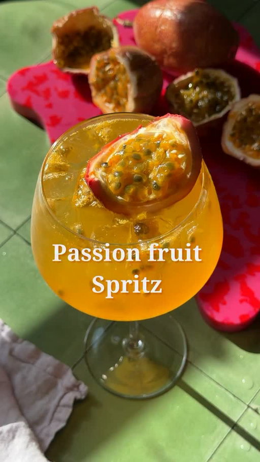 Passion Fruit Spritz 

Pulp from half a passion fruit 
1.5 oz passionfruit liqueur 
5 oz prosecco 
1 oz soda water
Passion fruit for garnish 

In a large wine glass filled with ice, combine passionfruit pulp, passion fruit liqueur, prosecco, and soda water. Stir, garnish, and enjoy! 

#spritz #spritzseason #passionfruit #summercocktails #spritztime🍹
