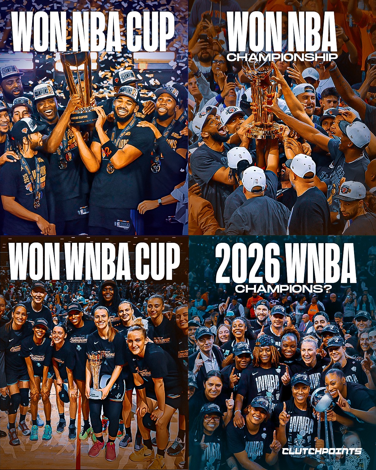 New York is building a championship empire.

In 2026, the city's basketball teams have already filled the trophy case.

🏆 New York Knicks
🔹 2026 NBA Cup Champions
🔹 2026 NBA Champions

🏆 New York Liberty
🔹 2026 WNBA Commissioner's Cup Champions
🔸 2026 WNBA Champions?

The Knicks completed their dream season by bringing an NBA title back to New York.

Now, the Liberty have a chance to make history of their own and cap off an unforgettable year for basketball in the Big Apple.

Can the Liberty finish the job and make it a clean sweep for New York basketball? 🗽🏆

#newyork #liberty #knicks #wnba #nba
