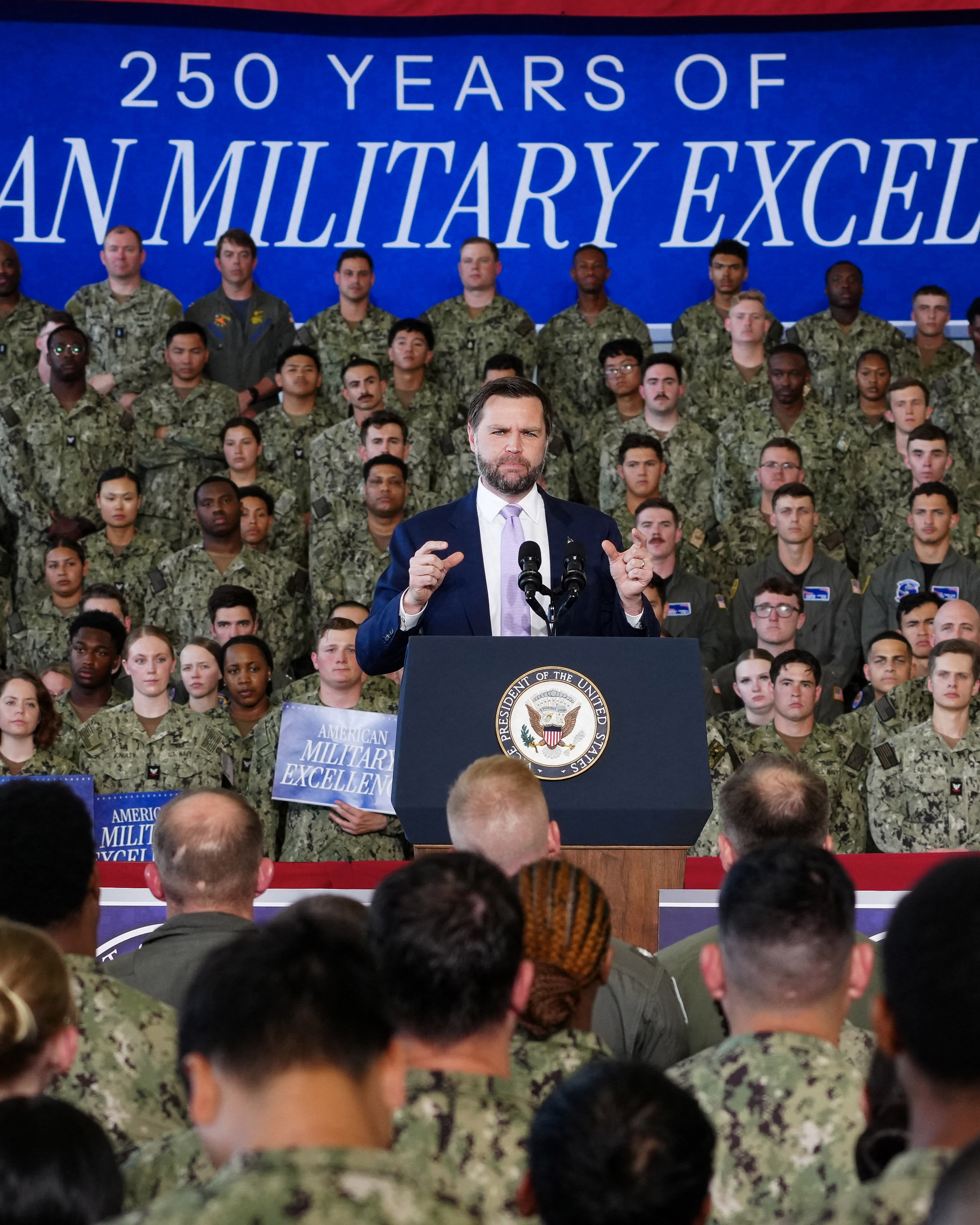 Vice President JD Vance addressed service members at Naval Air Station Oceana:⁣
⁣
“I'm so proud of you. And I'm grateful to be here, and I can't think of any better group of people to spend this week before America's 250th birthday.”