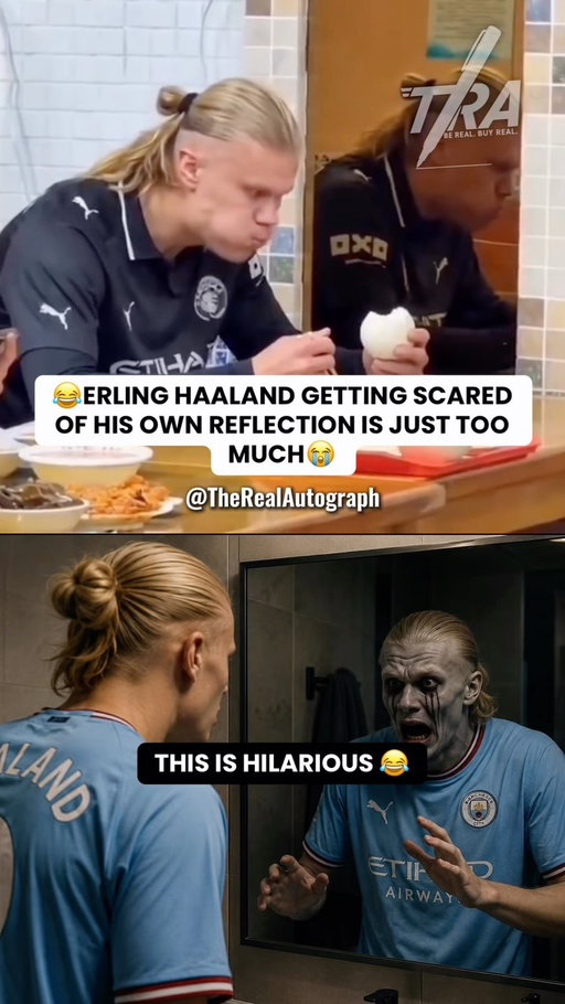 Haaland’s lunch break got interrupted… by his own reflection 😅

#soccer #erlinghaaland #haaland #futbolmemes #soccermeme