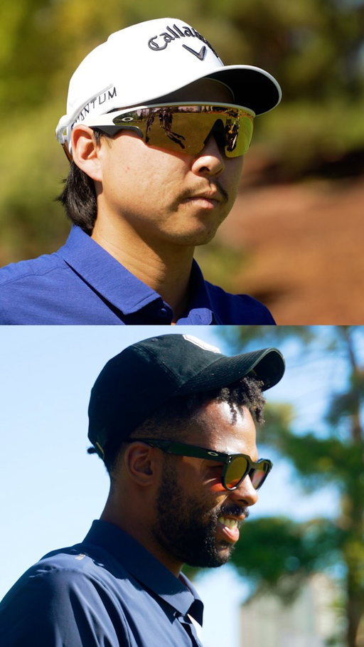 Min Woo Lee vs. D’Angelo Russell. Featuring @OakleyMeta and the Chef hitting lefty 🍿😎👨‍🍳