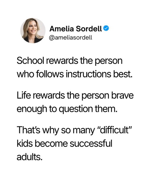 I have ADHD. I’m probably dyslexic. I still have to sound out “WED-NES-DAY” to spell it. My A-level politics teacher told me I’d never really amount to anything.

This year I have taught University of Cambridge MBA students, done a TEDx Talk and hit nearly £4mil in revenue for a business I solo founded and bootstrapped myself. 

Take this as your sign. Show your kids. Keep going!

One day the people that rejected you will be asking you how you did it. 

💜