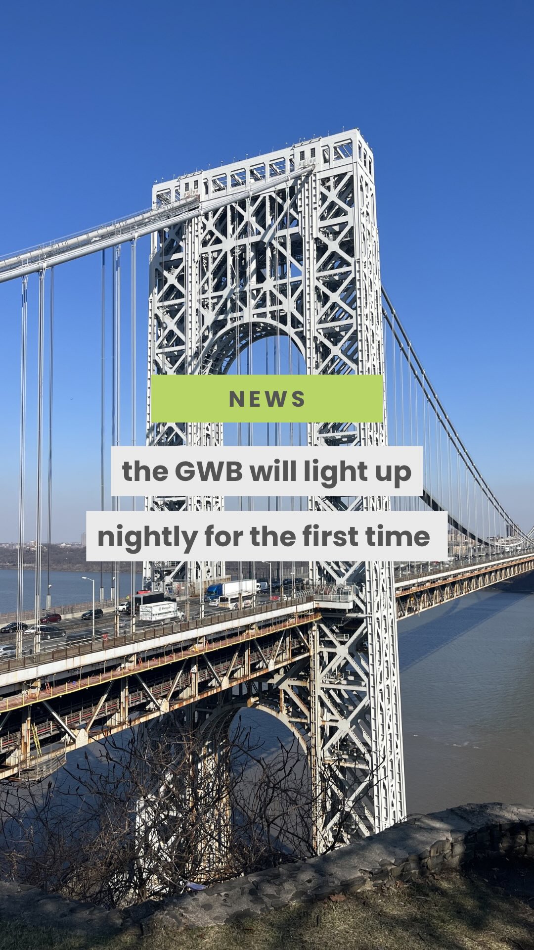 Just in time for  America’s 250th anniversary, the George Washington Bridge will now light up every night until 10PM, making the iconic North Jersey + NYC landmark shine regularly for the first time in its nearly 100-year history.

The bridge has lit up for special occasions since 2000, but thanks to upgraded, energy-efficient lights added in 2025, the nightly illumination is now becoming permanent.

Read the full story at the link in our bio.