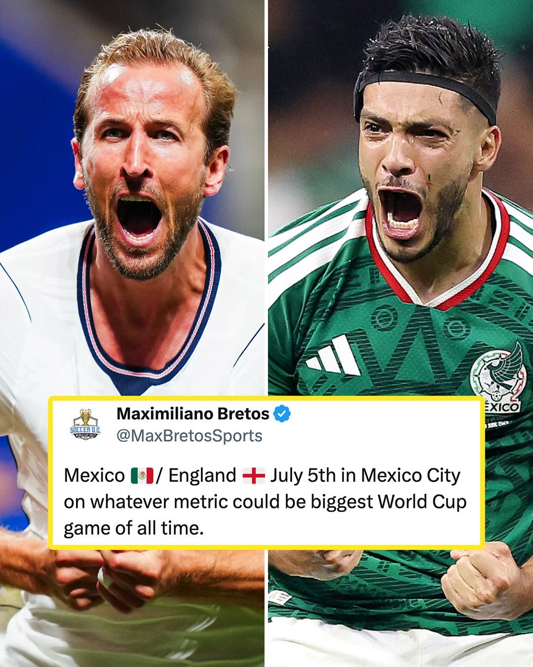 THE FIXTURE OF THE WORLD CUP SO FAR 🤯

England’s late win vs. DR Congo means the Three Lions will travel to Mexico City, where they’ll face Mexico at the Azteca in a once-in-a-lifetime World Cup fixture 👀

Two massive teams, with massive expectations, in one of the great cathedrals of football. Clear your schedule 🏴󠁧󠁢󠁥󠁮󠁧󠁿🇲🇽